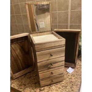 New Jewelry Box Wood for Women, 5-Layer Large Organizer Box with Mirror, 4 Drawe